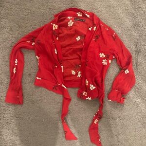 Abercrombie & Fitch Red Floral Women's Top